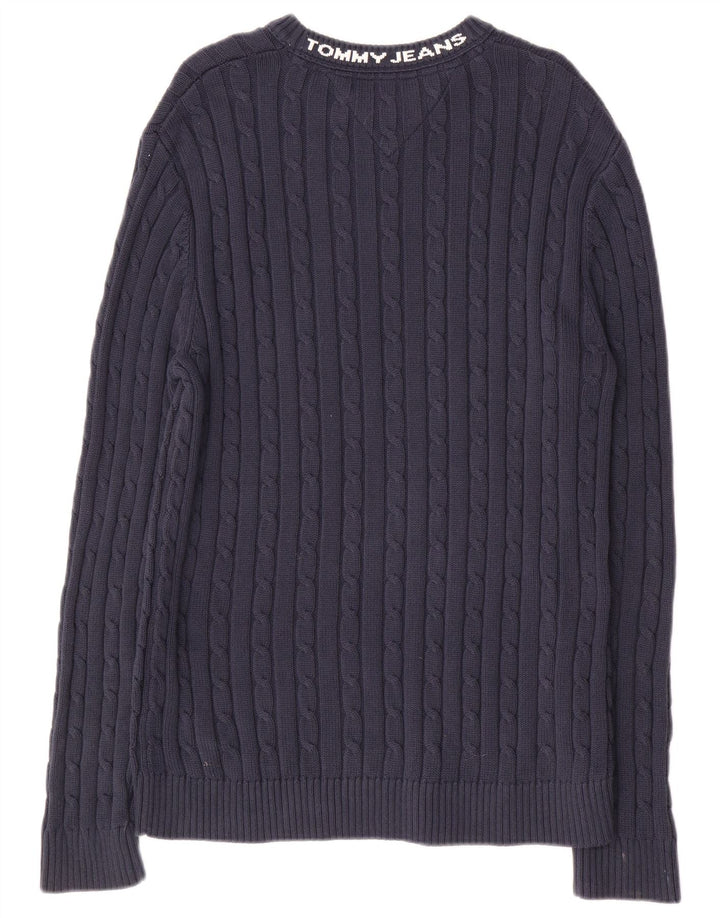 TOMMY HILFIGER Herre grafisk rund hals sweater mellemblå