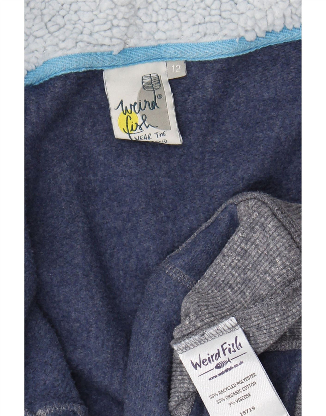 WEIRD FISH Womens Graphic Zip Hoodie Sweater UK 12 Medium Grey Cotton