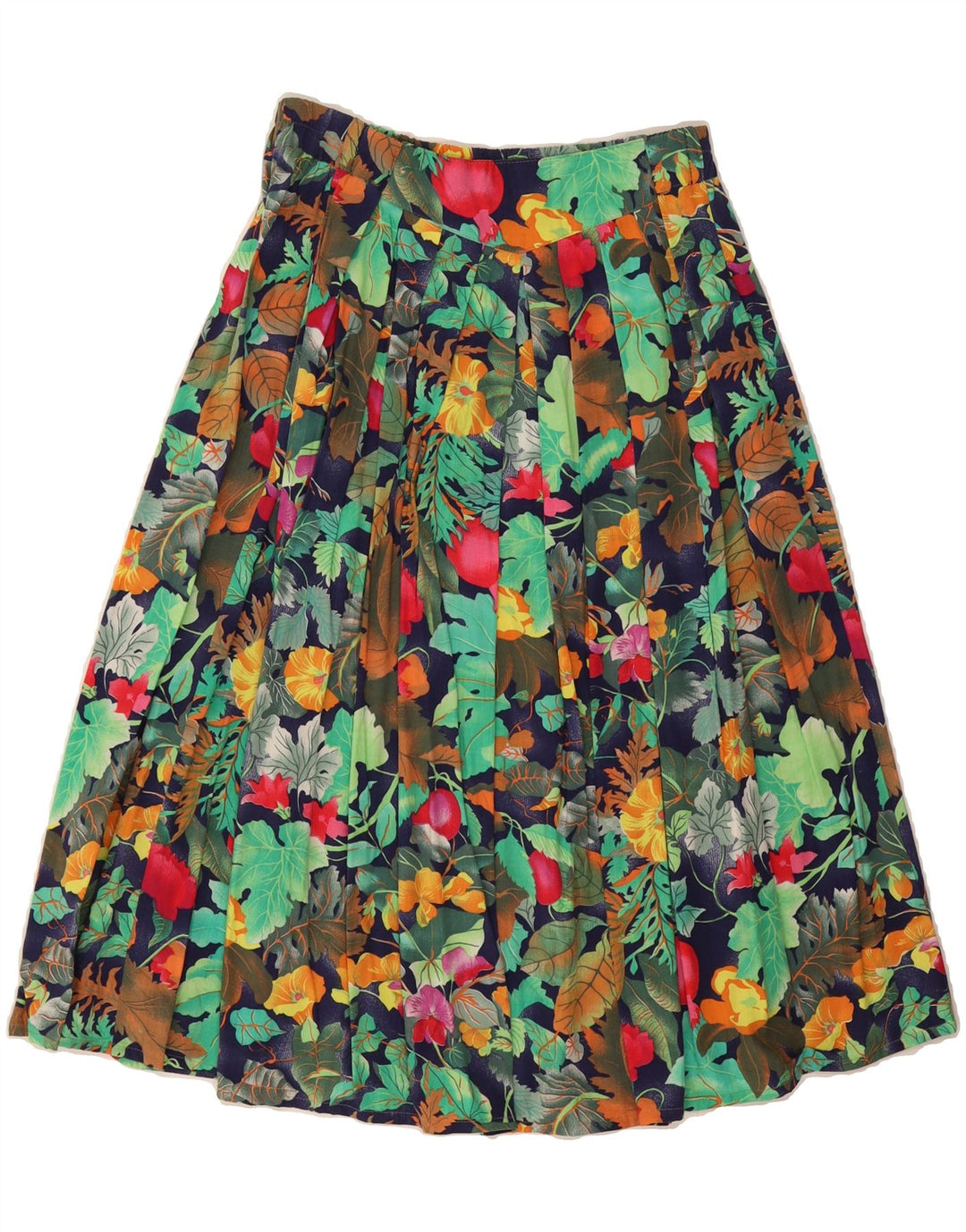 VINTAGE Womens Pleated Flared Skirt EU 42 Large W30 Multicoloured Floral Vintage Vintage and Second-Hand Vintage from Messina Hembry 