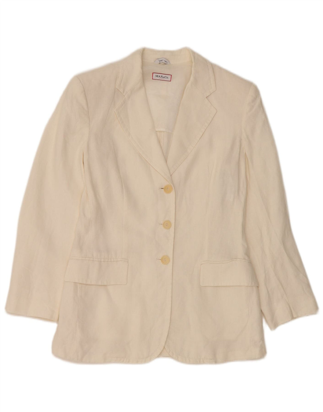 Max & Co. Dame 3-knaps blazerjakke UK 8 Small White Linen