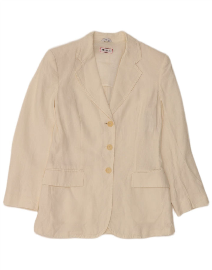 Max & Co. Dame 3-knaps blazerjakke UK 8 Small White Linen
