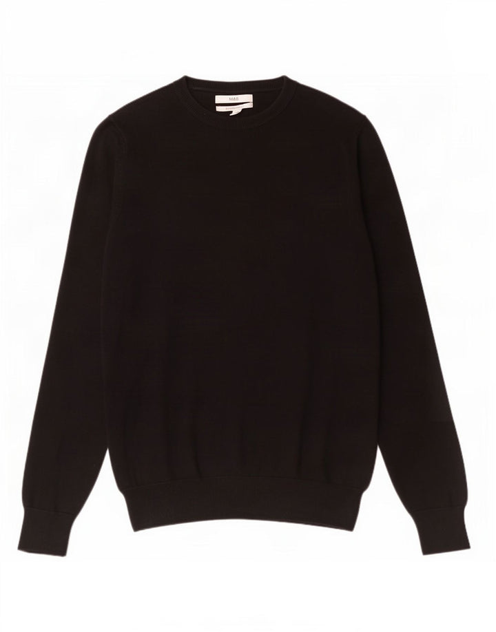 Marks & Spencer Herre sweater med rund hals, medium sort bomuld