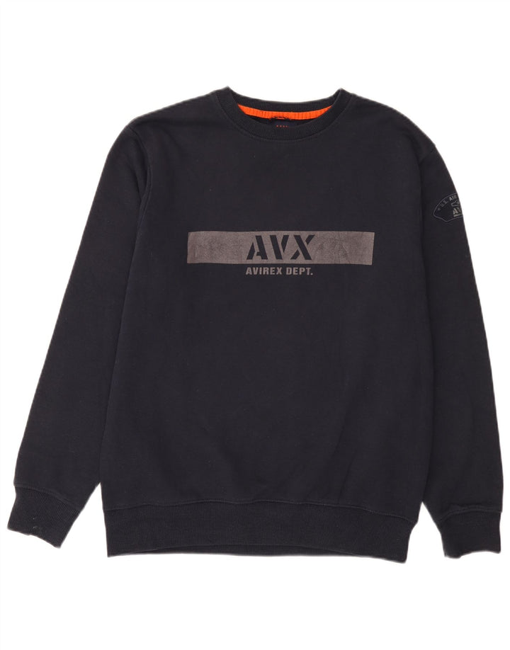 Avirex Herre grafisk sweatshirt Jumper Medium Navyblå Bomuld