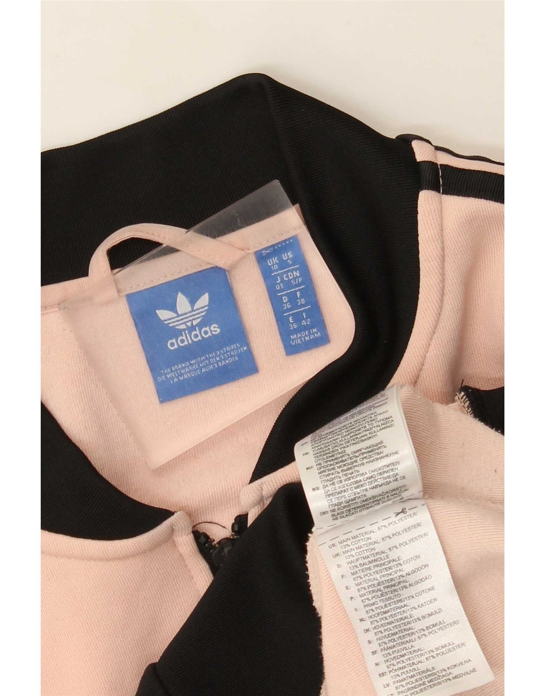 Adidas Grafisk træningsdragt topjakke til kvinder UK 10 Small Pink Colourblock