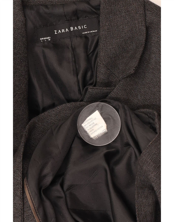 Zara Dame 1 Knap Blazer Jacket UK 14 Large Grå Polyester Classic