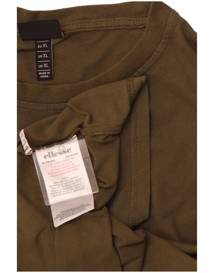 ELLESSE Herre Grafisk T-Shirt Top XL Khaki Bomuld