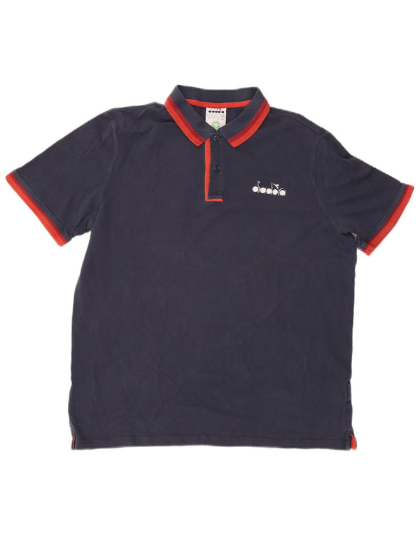 Diadora herre poloshirt XL marineblå stribet