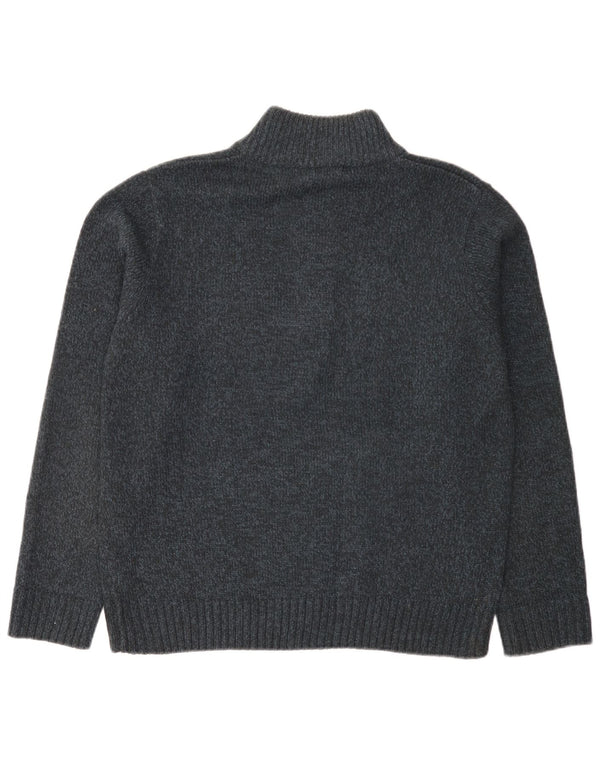 Marks & Spencer Herre Button Neck Jumper Sweater Large Navy Blue Flecked