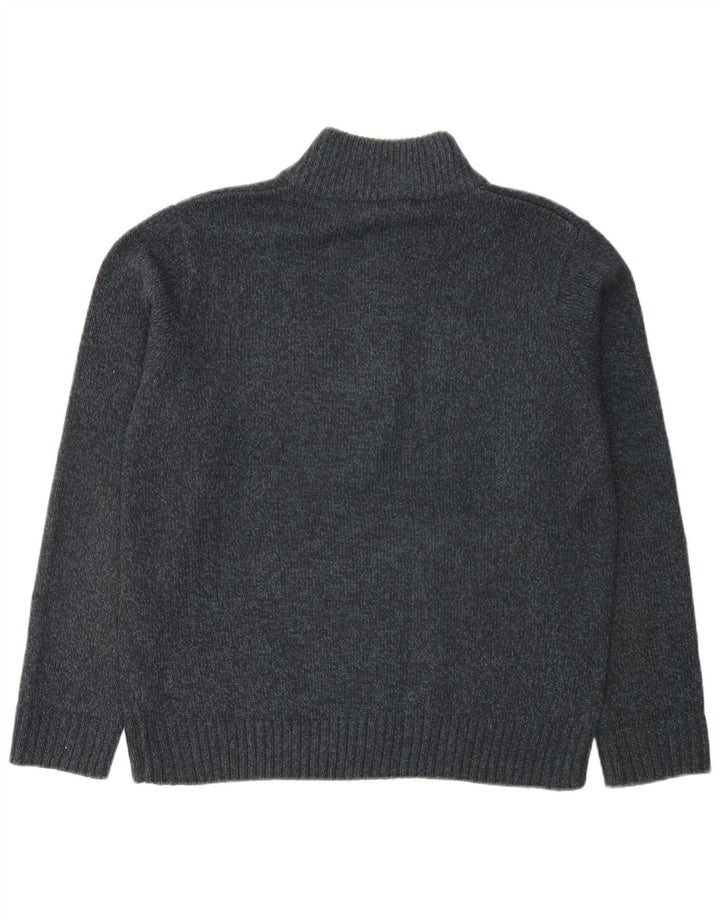 Marks & Spencer Herre Button Neck Jumper Sweater Large Navy Blue Flecked