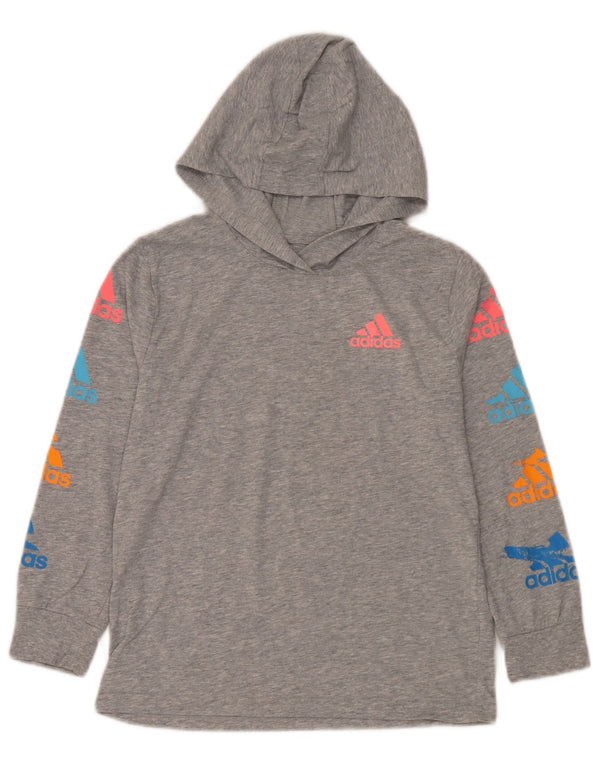 Adidas piger grafisk hættetrøje 7-8 år lille grå bomuld