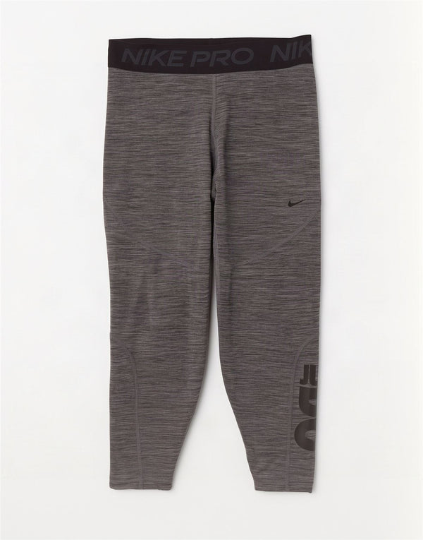 Nike Dame Dri Fit Grafisk Crop Leggings UK 14 Large Grey Colourblock