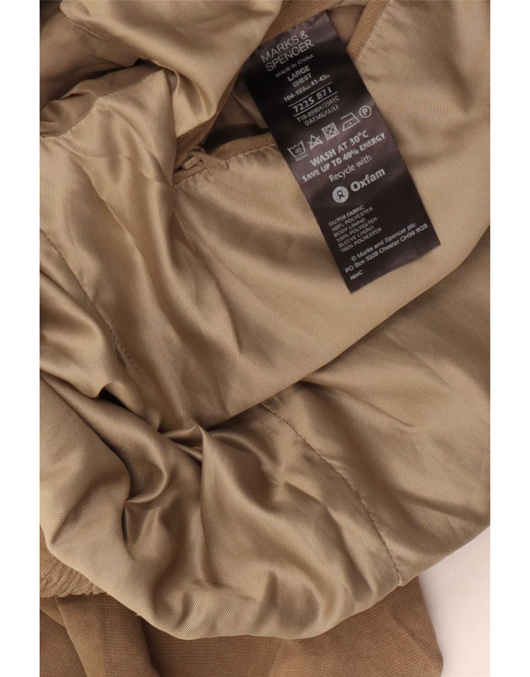 Marks & Spencer Bomber Jacket UK 40 Large Beige Polyester