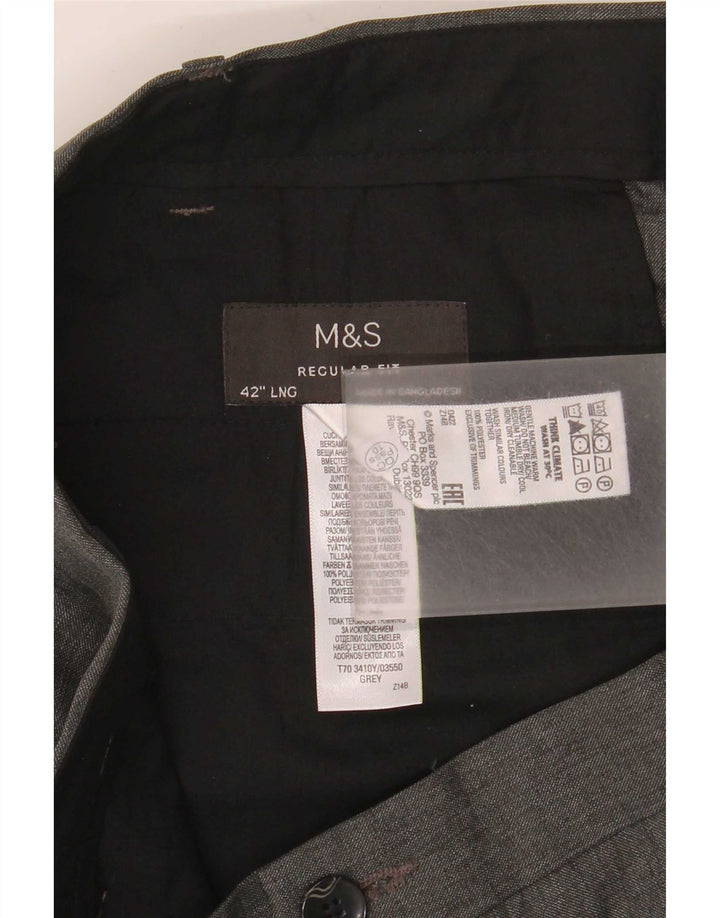 Marks & Spencer Herre Regular Fit Suit Bukser W42 L33 Grå polyester