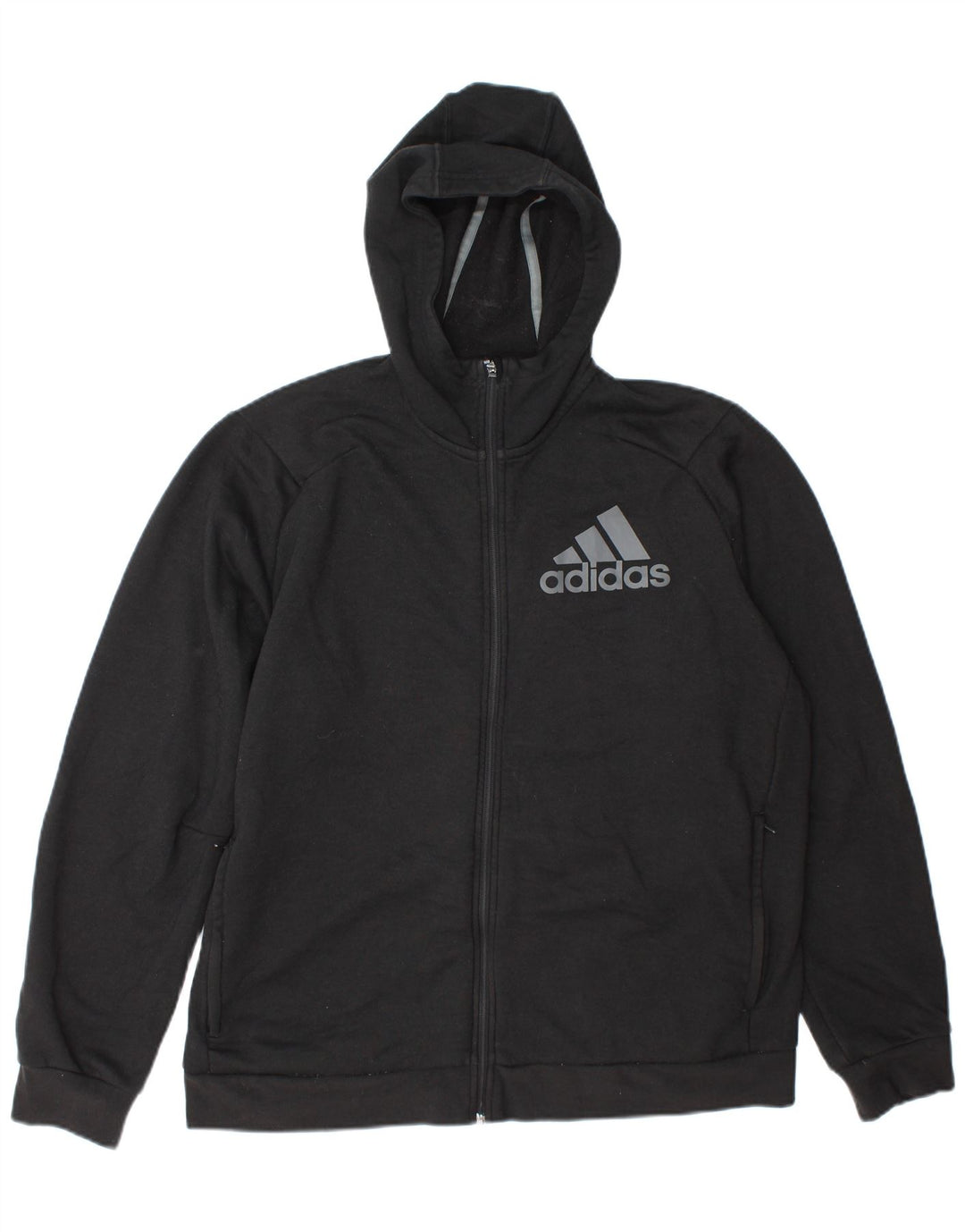 Adidas Herre grafisk hættetrøje med lynlås XL Grå polyester
