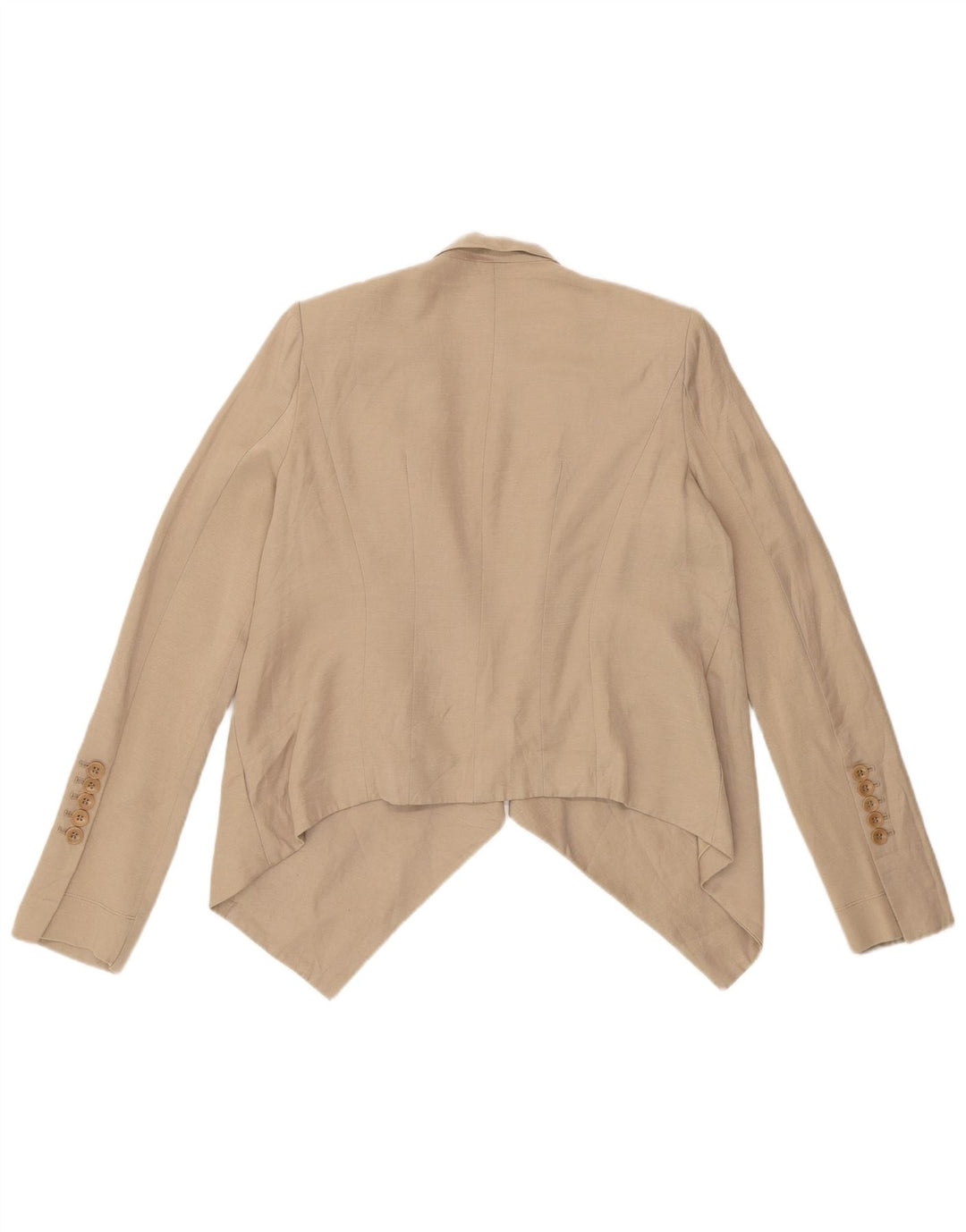 BCBGMAXAZRIA Dame Asymetric Open Blazer Jacket UK 6 XS Beige Rayon