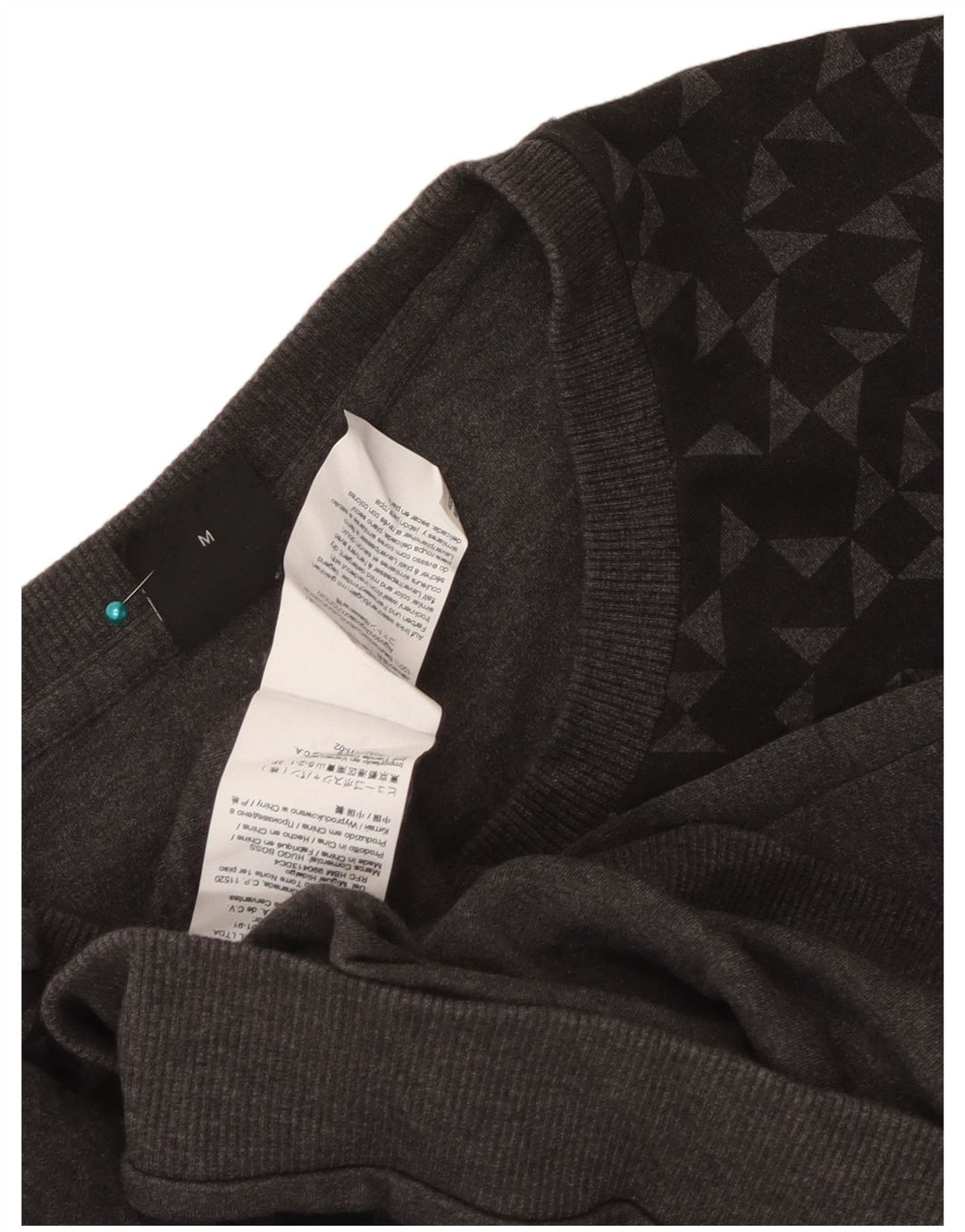 Hugo Boss Dame Sweatshirt Jumper UK 14 Medium Grey Geometrisk Bomuld