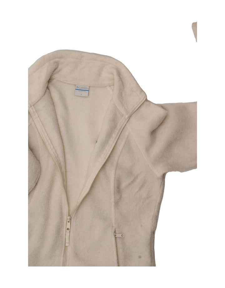 COLUMBIA Womens Fleece Jacket UK 10 Small Off White Polyester Vintage Columbia and Second-Hand Columbia from Messina Hembry 