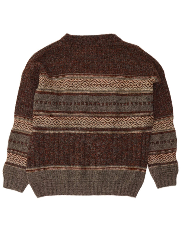 Bresci Herre Boat Neck Jumper Sweater IT 56 XL Brun Geometrisk