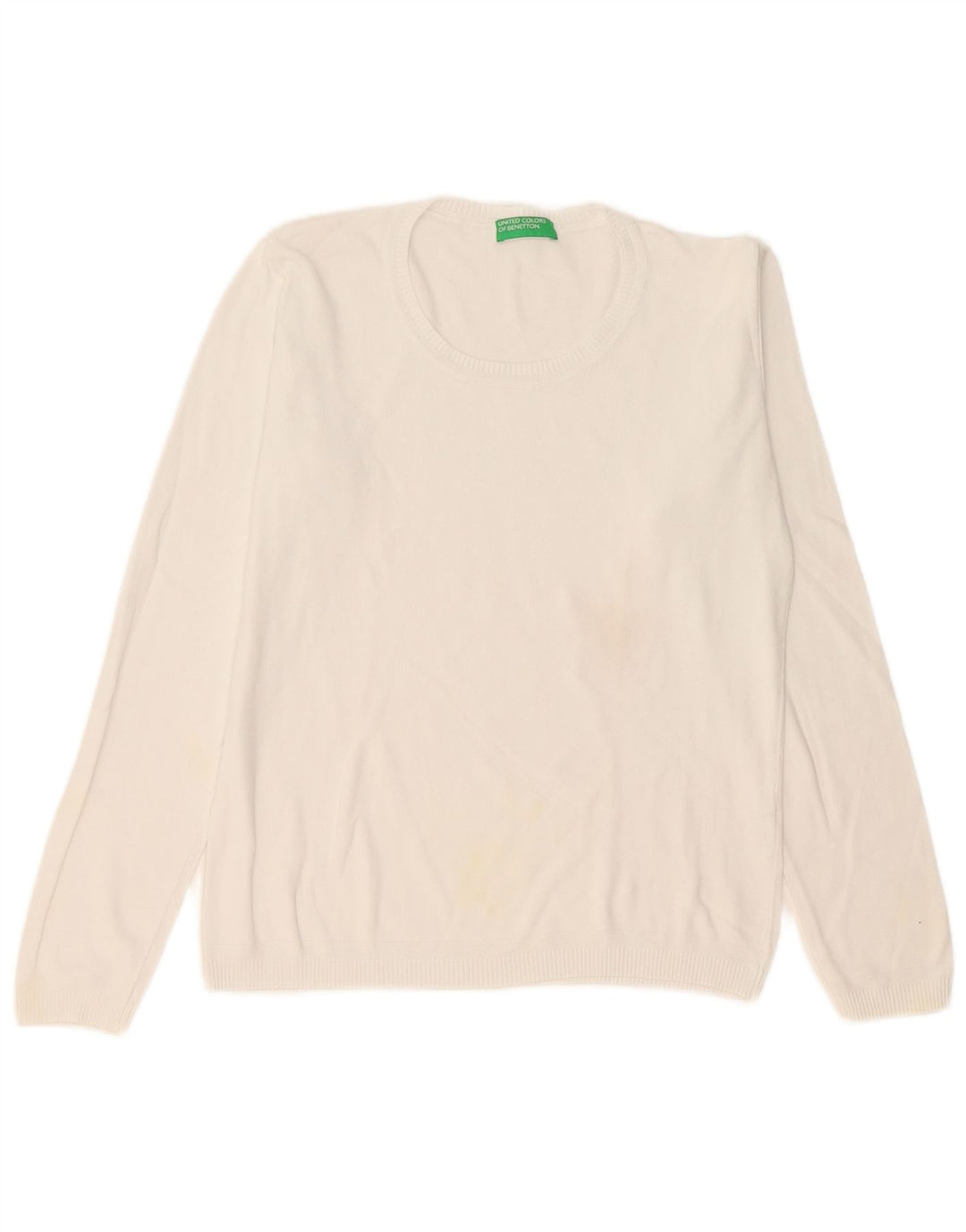 Benetton Dame Boat Neck Jumper Sweater UK 14 Medium White