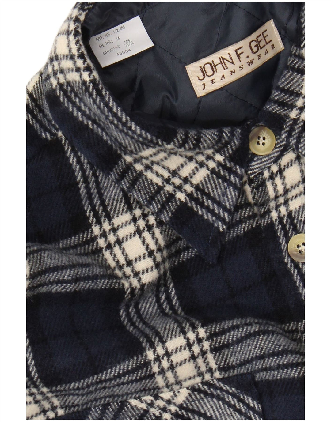 JOHN F GEE Lumberjack flannelskjorte til mænd str. 43/44 XL Marineblå ternet