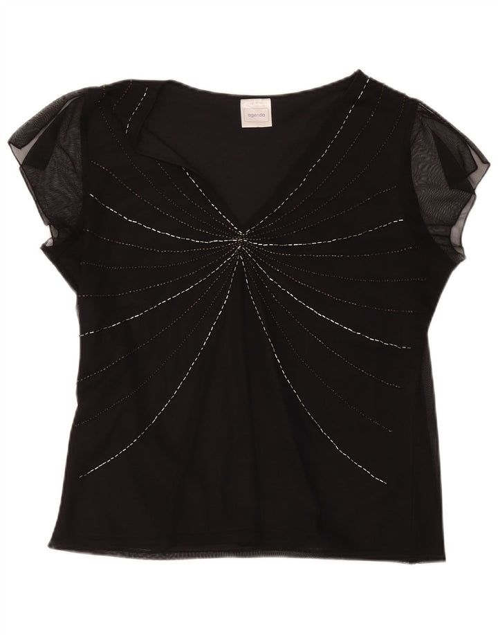 Agenda Damebluse Top UK 16 Stor Sort Polyester