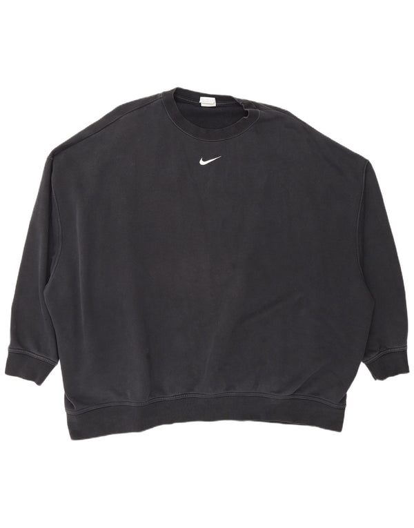 Nike Dame Oversized Sweatshirt Jumper UK 18 XL Sort Bomuld