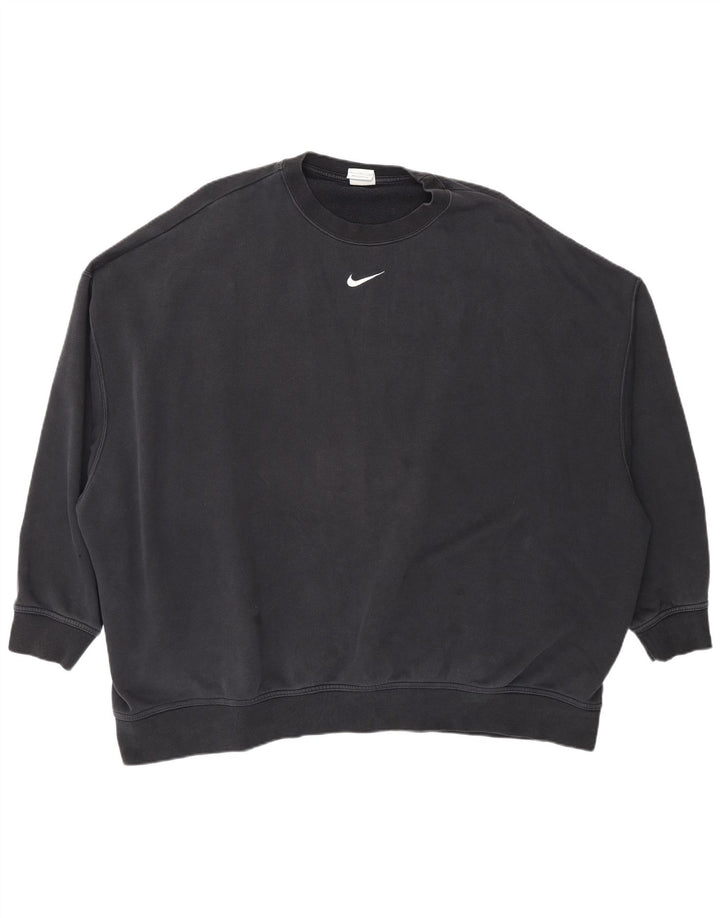 Nike Dame Oversized Sweatshirt Jumper UK 18 XL Sort Bomuld