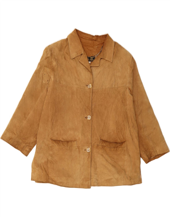 VINTAGE Womens Suede Jacket UK 16 Large Brown Leather Vintage Vintage and Second-Hand Vintage from Messina Hembry 