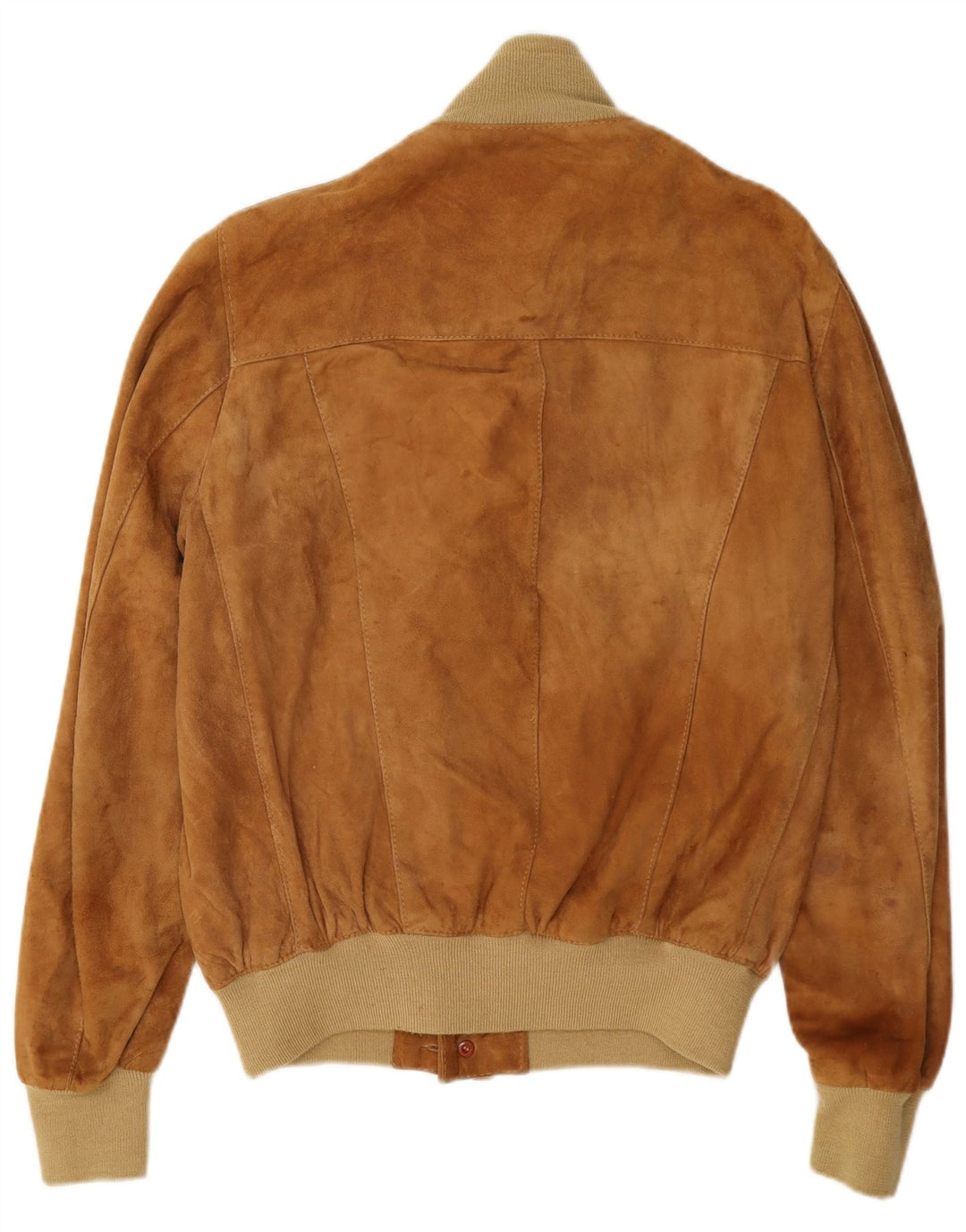 Vintage herre ruskind bomberjakke IT 48 Medium Beige Colourblock Læder