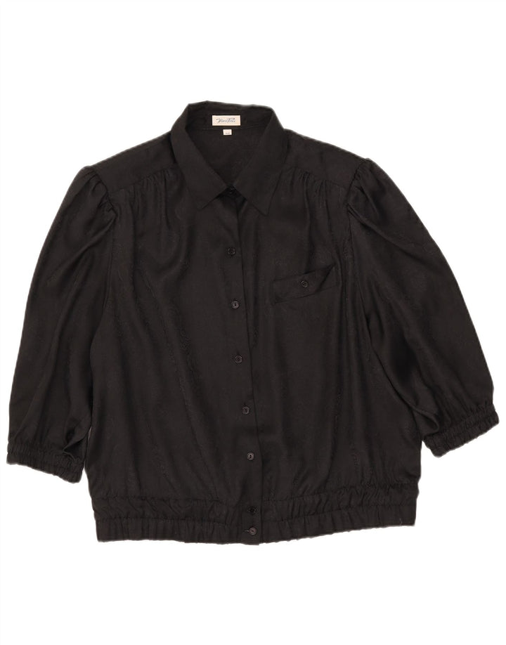 Marco Pecci Dame 3/4-ærmet skjortebluse IT 44 Medium Sort Polyester