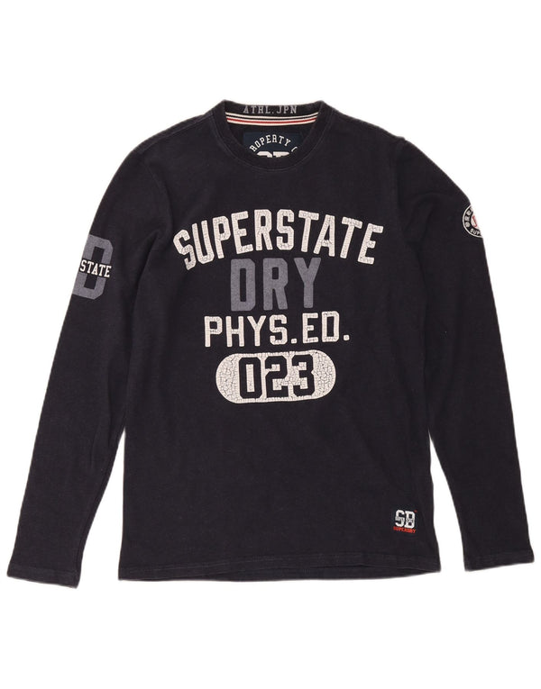 Superdry Herre grafisk top Langærmet lille marineblå bomuld