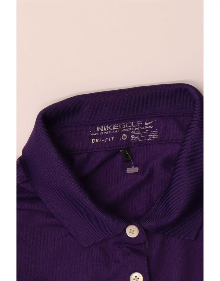 Nike Dame Dri Fit Polo Shirt UK 12/14 Medium Purple Polyester