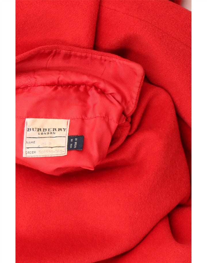 Burberry Dame Overfrakke UK 14 Large Red Wool Classic