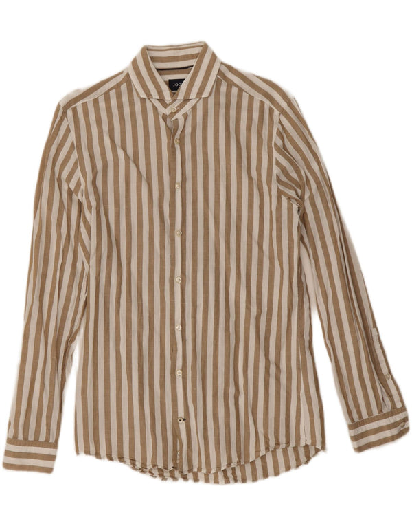 Joop Herre Slim Fit Skjorte Str. 15 3/4 40 Medium Beige Stribet Bomuld