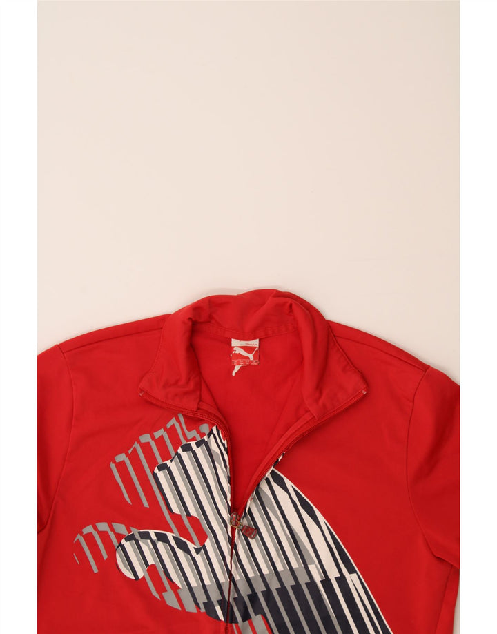 PUMA Boys Graphic Tracksuit Top Jacket 13-14 Years Red Polyester Vintage Puma and Second-Hand Puma from Messina Hembry 