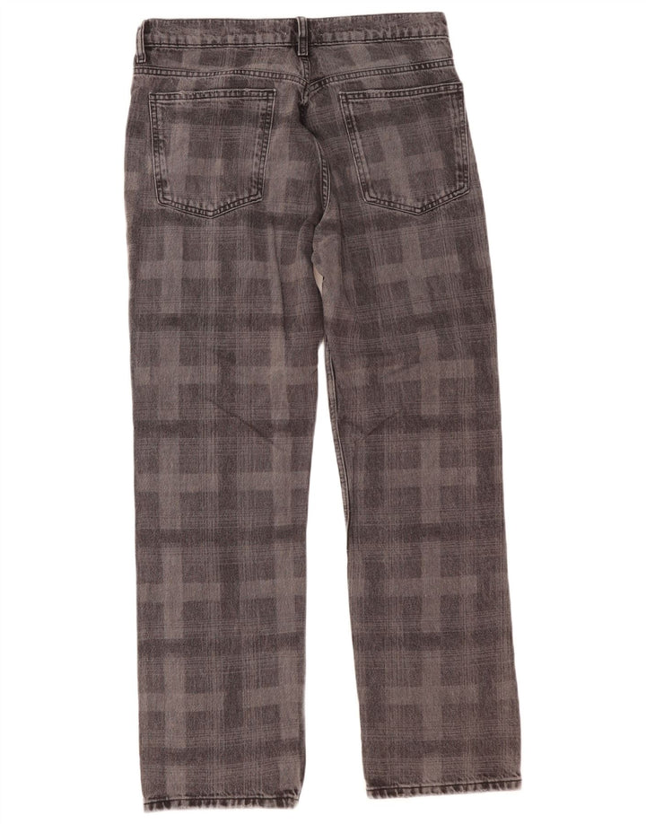 Zara Straight Jeans til kvinder EU 42 Large W32 L30 Grå ternet bomuld