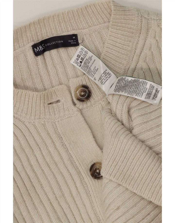 Marks & Spencer Dame Cardigan Sweater UK 12 Medium Off White Polyester