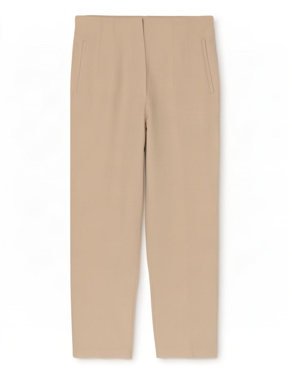 Zara Womens High Waist Tapered Chino Trousers XL W32 L26 Beige