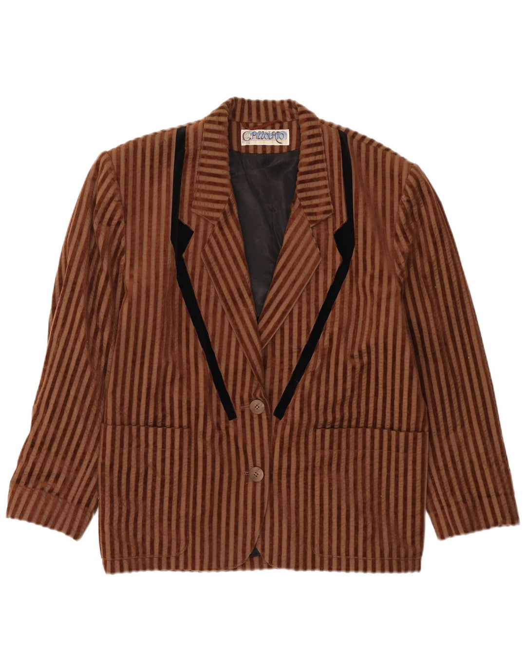 Vintage dame 2-knaps oversize blazerjakke EU 40 medium brun stribet