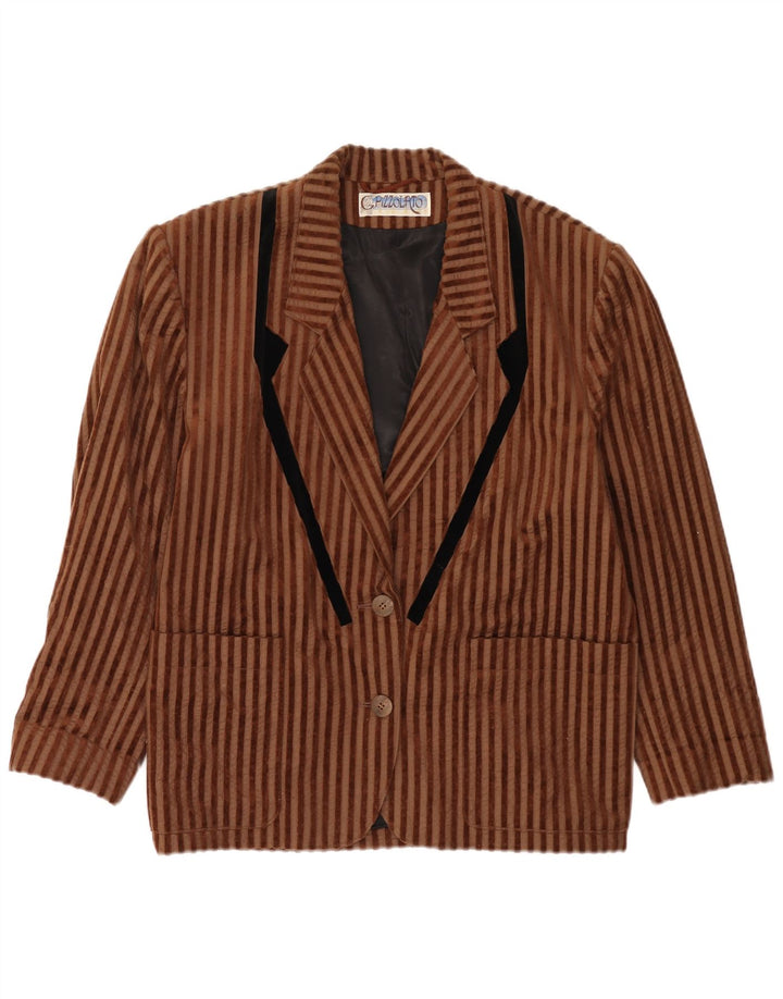 Vintage dame 2-knaps oversize blazerjakke EU 40 medium brun stribet