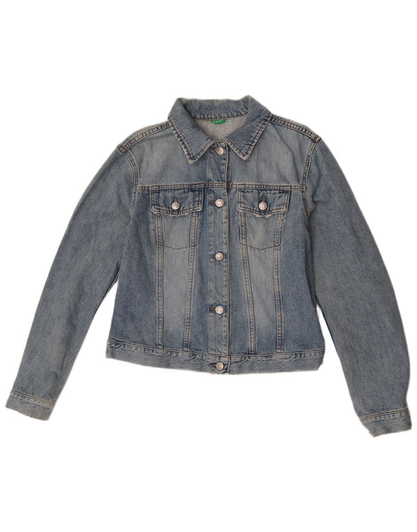 Benetton Dame denimjakke UK 14 Stor Blå Bomuld