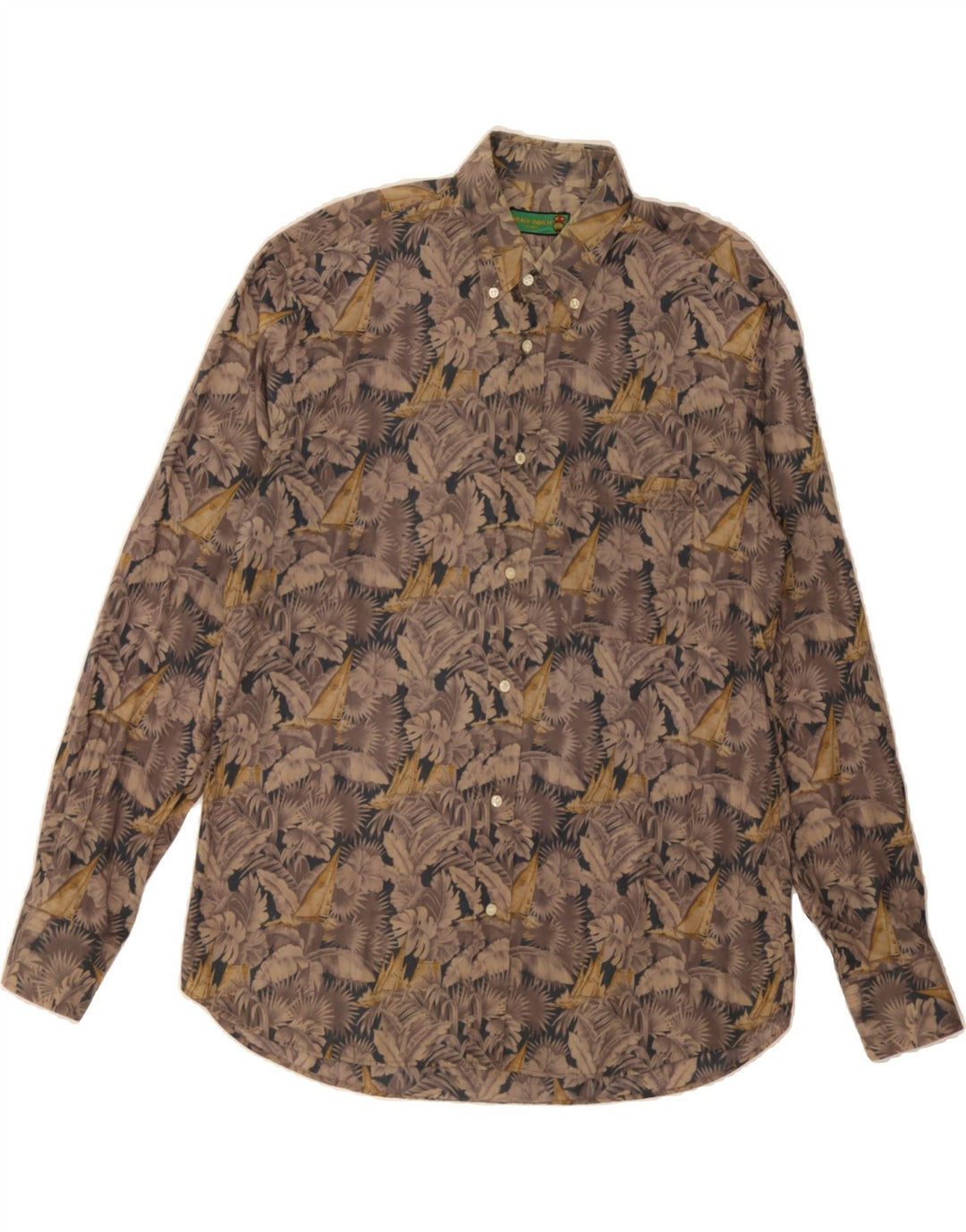 VINTAGE Mens Shirt XL Grey Floral Cotton Vintage Vintage and Second-Hand Vintage from Messina Hembry 