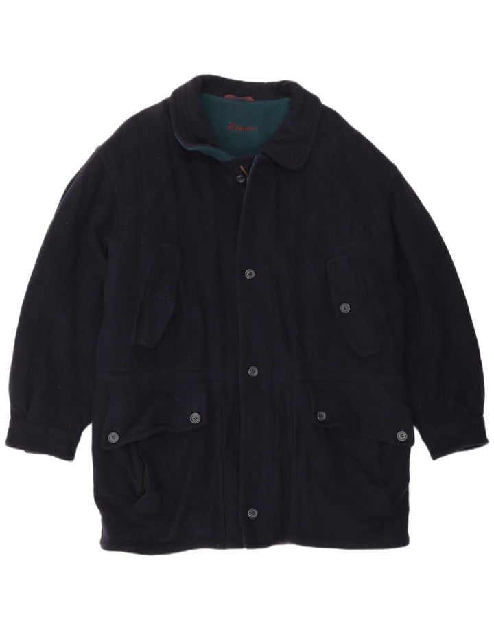 Vintage Herre Windbreaker Coat UK 40 Large Navy Blue Wool