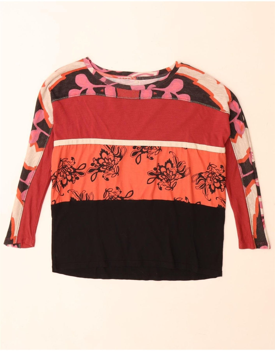 Desigual Dame Grafisk Top Langærmet UK 10 Small Multicolored Floral
