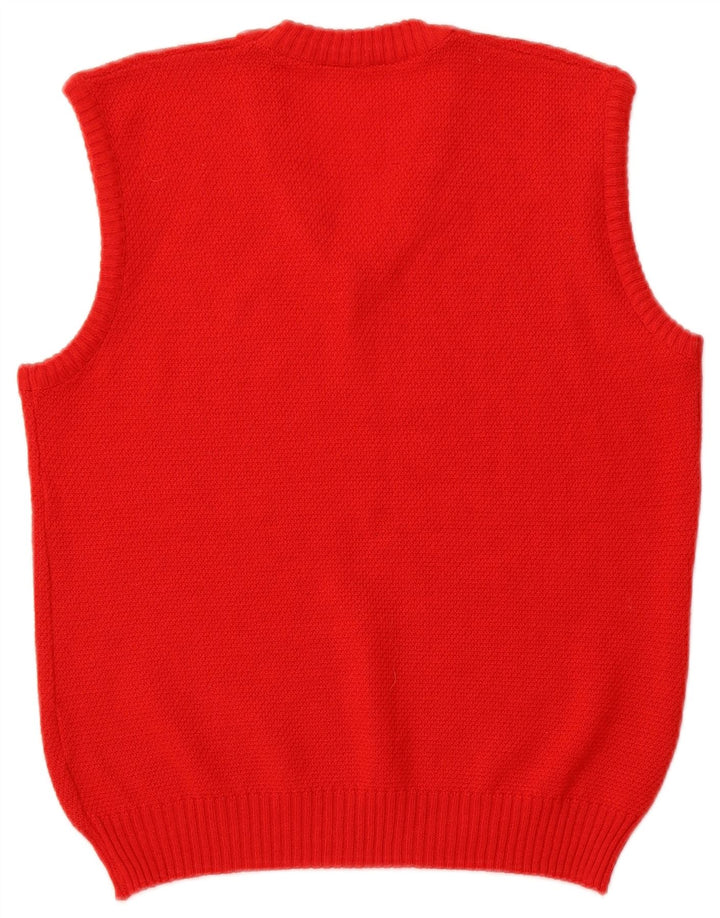 VINTAGE Damevest Tank Top UK 14 Medium Rød Akryl