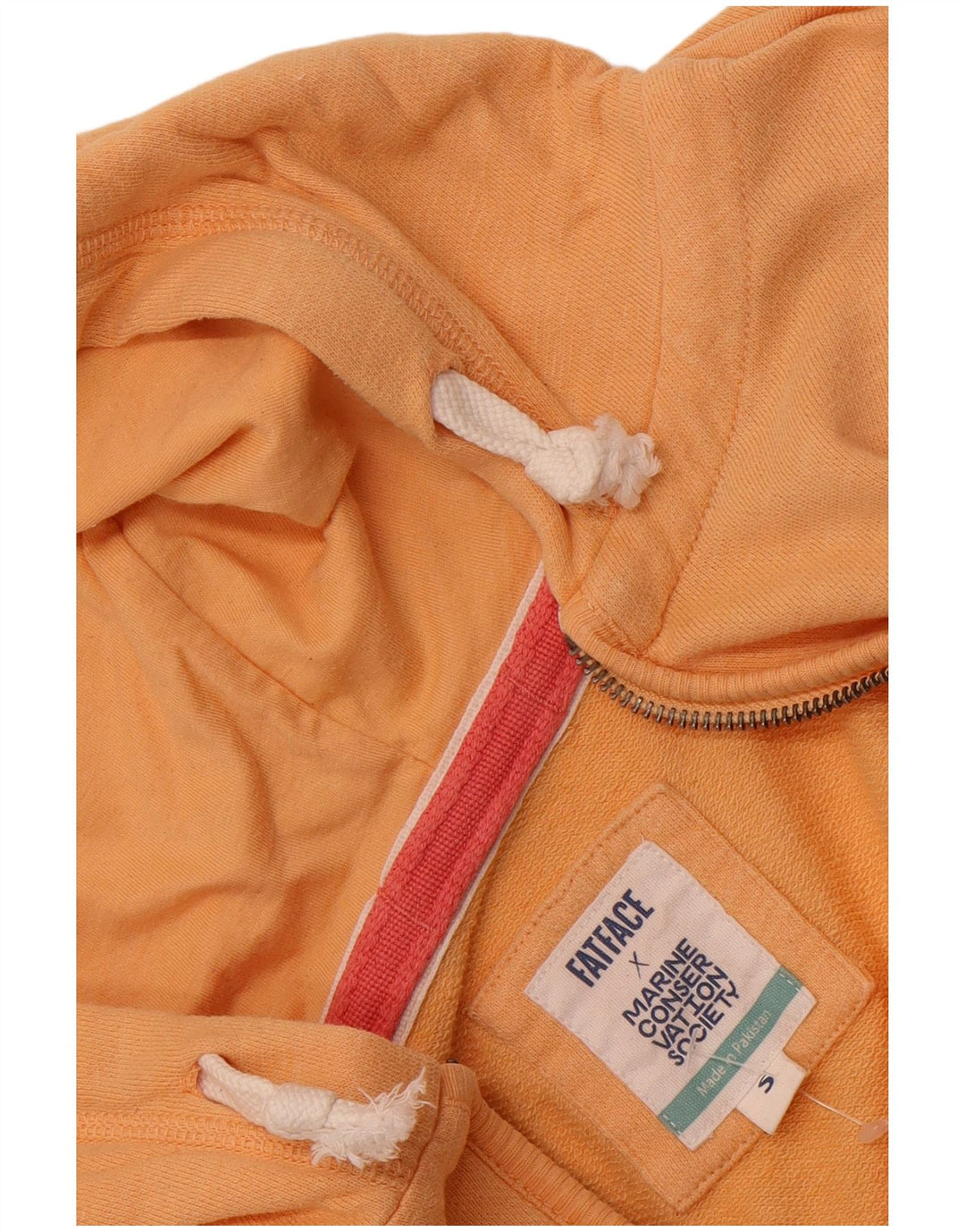 FAT FACE Womens Graphic Oversized Zip Hoodie Sweater UK 10 Small Orange
