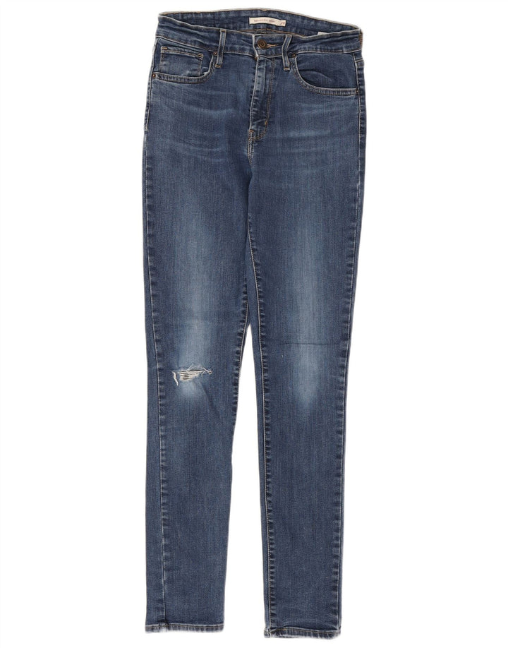 LEVI'S Dame 721 Distressed Skinny Jeans med høj talje W28 L30 Blå Bomuld