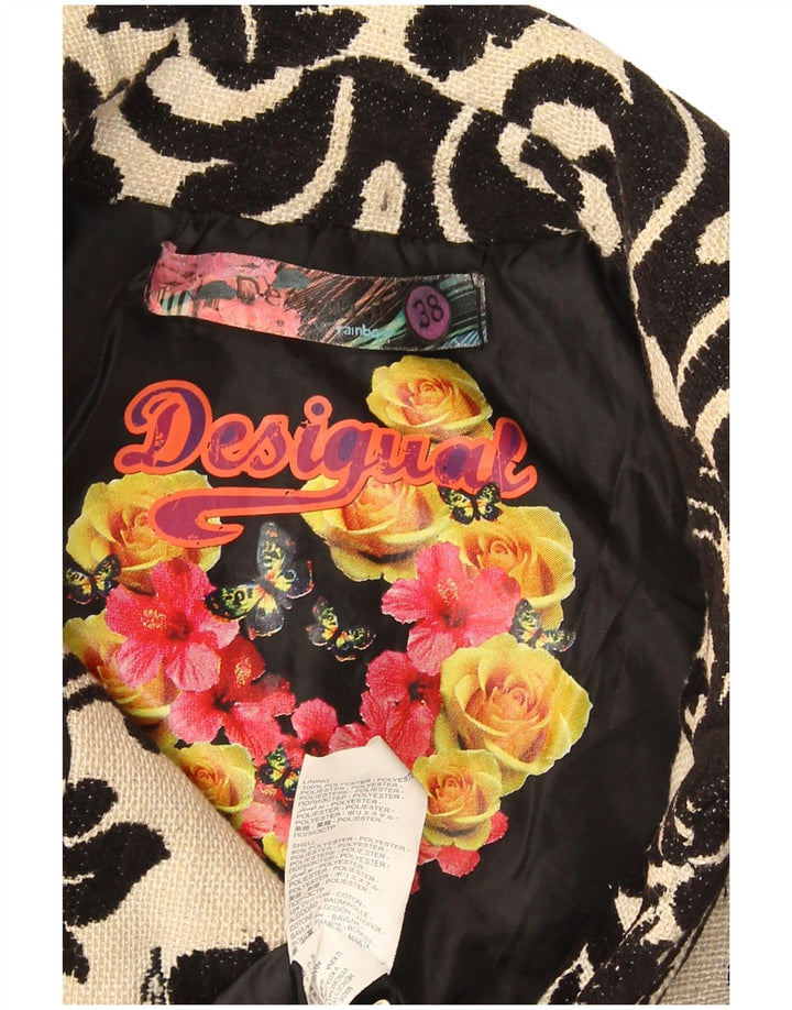 Desigual Dame Rainbow Grafisk Overfrakke EU 38 Medium Beige Floral