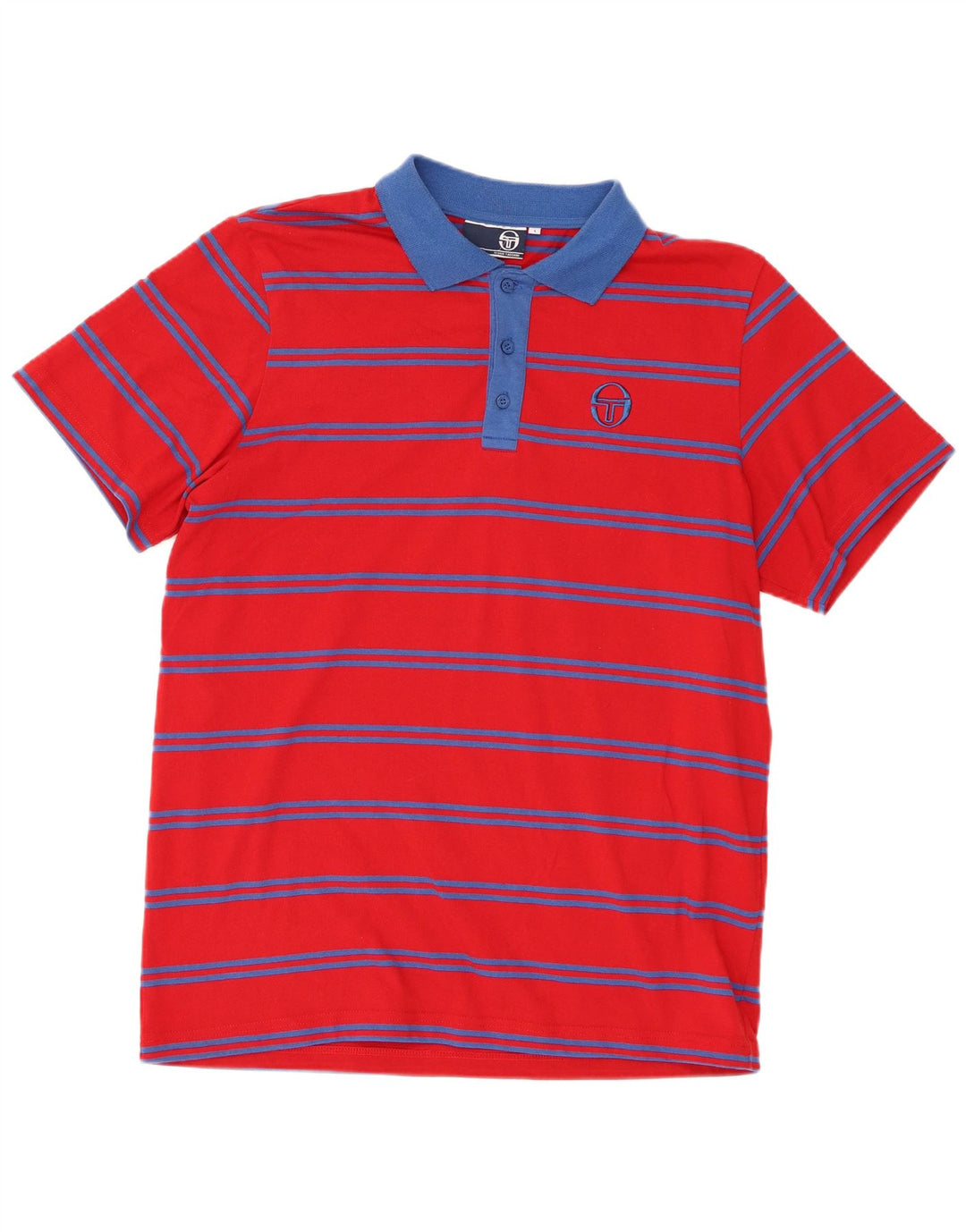 Sergio Tacchini herre poloskjorte stor rødstribet polyester