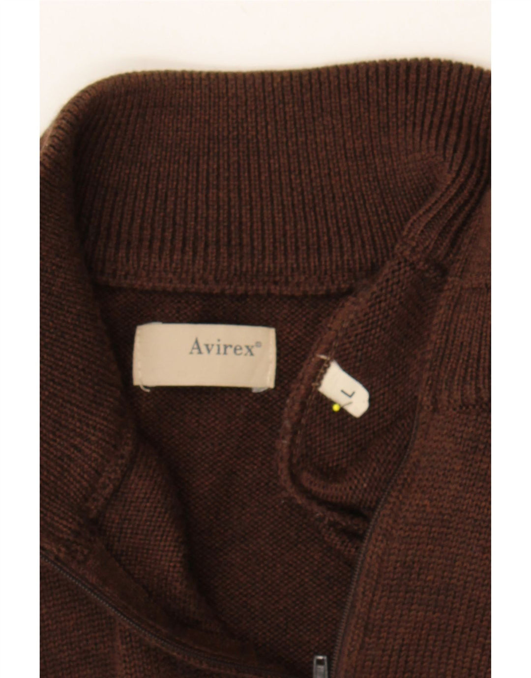 AVIREX Womens Zip Neck Jumper Sweater UK 16 Large Brown Classic Vintage Avirex and Second-Hand Avirex from Messina Hembry 